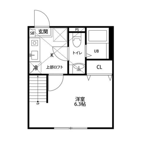 グリーンパーク(1K/2階)の間取り写真