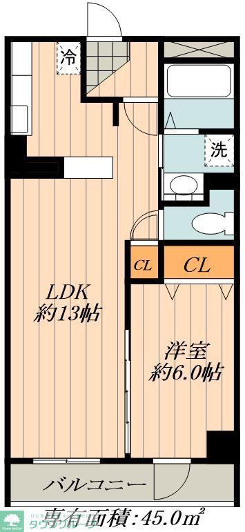 石川橋セブン ヒルサイド(1LDK/2階)の間取り写真
