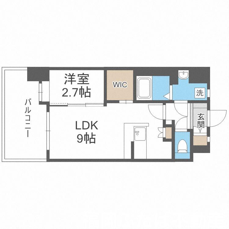 エンクレスト空港通(1LDK/13階)の間取り写真
