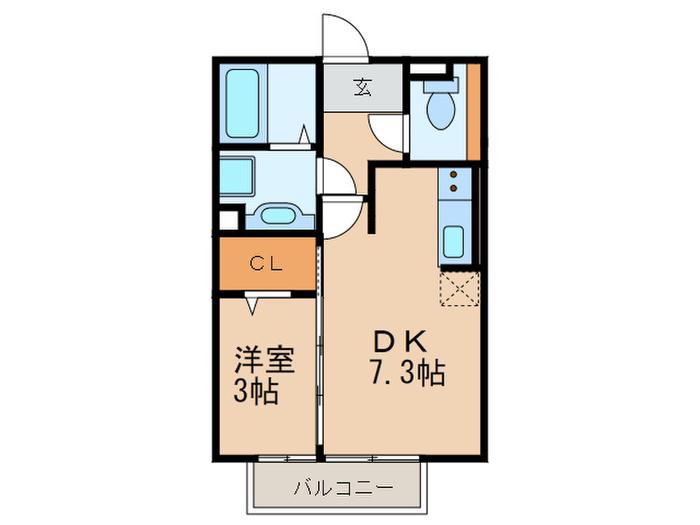 エミネンスV(1DK/1階)の間取り写真