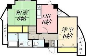 プレセランス長丘(2DK/5階)の間取り写真