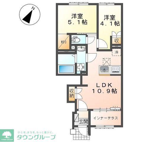 中央区上溝アパート(2LDK/1階)の間取り写真