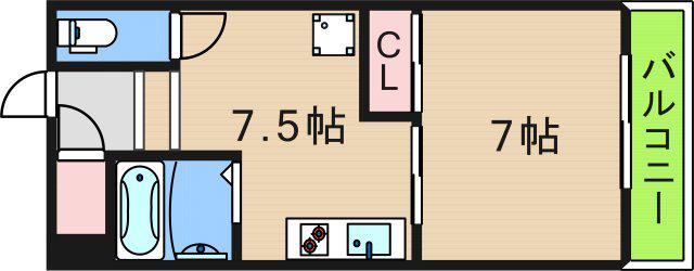 サンシャイン中野II(1DK/4階)の間取り写真