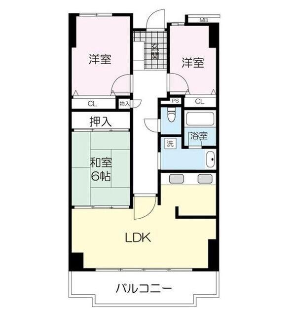 パストラルハイムエクセル上杉(3LDK/6階)の間取り写真