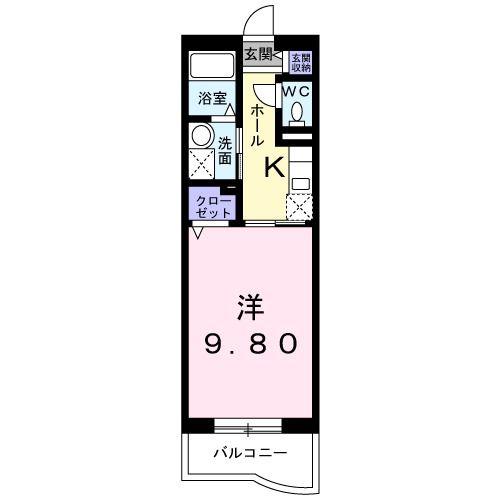 プロムナードベル(1K/3階)の間取り写真
