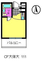 ＪＲ阪和線 日根野駅 徒歩33分 5階建 築38年(ワンルーム/1階)の間取り写真