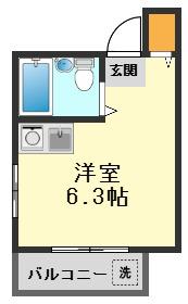 ハイツK(ワンルーム/2階)の間取り写真