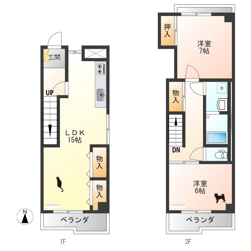 桜通ハイツ(2LDK/3階)の間取り写真