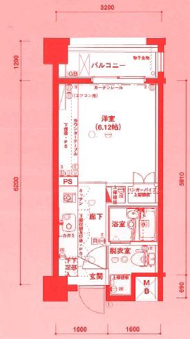 バージュアル武蔵小杉(1K/3階)の間取り写真