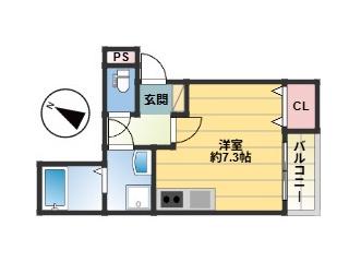 博多区諸岡6丁目AP(ワンルーム/1階)の間取り写真