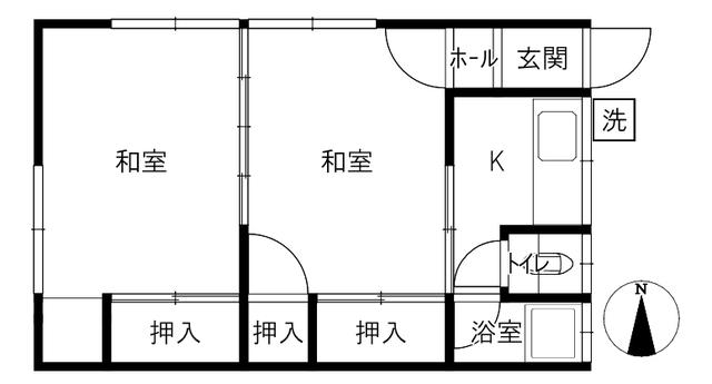 みどり荘(2K/2階)の間取り写真
