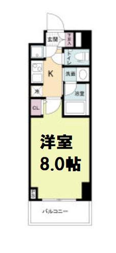 QCフラット北堀江(1K/7階)の間取り写真