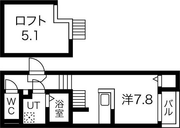 カーサ フェリーチェW(1K/2階)の間取り写真