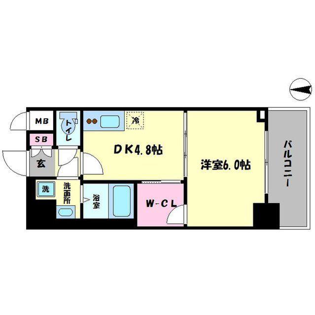 リッツ難波南II(1DK/2階)の間取り写真