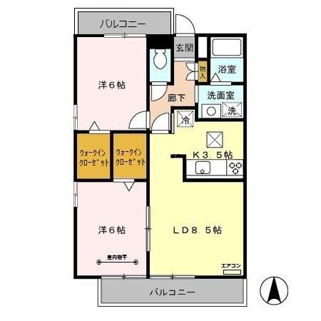 ロイヤルハーモニー(2LDK/2階)の間取り写真