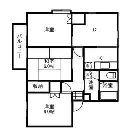 コンフォート(3DK/2階)の間取り写真