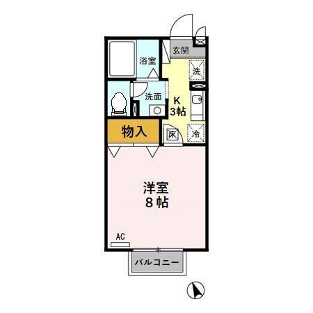MAISON GEGU SOLEIL AMI(1K/1階)の間取り写真