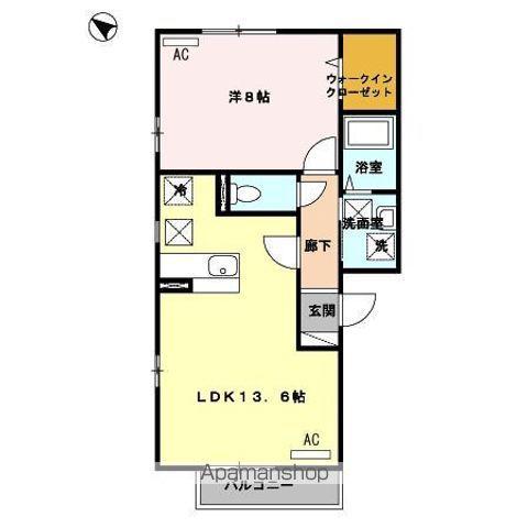 オーブ下荒田(1LDK/1階)の間取り写真