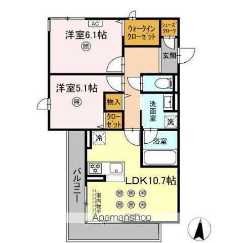 M&S RESIDENCE RIVERSIDE(2LDK/2階)の間取り写真