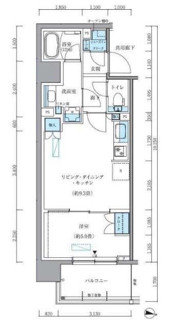 パークアクシス新大橋(1LDK/6階)の間取り写真