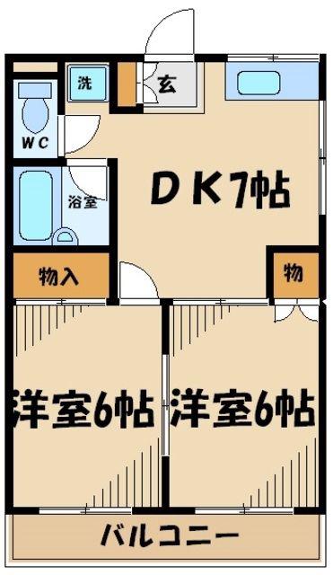 フジハイム(2DK/2階)の間取り写真