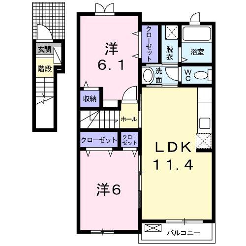 サニ- スプリング A(2LDK/2階)の間取り写真