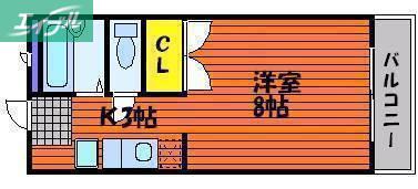 スカイアローマンション(1K/3階)の間取り写真