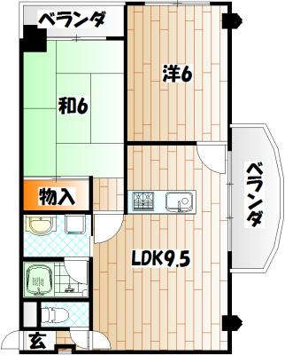 ベルガ清水(2LDK/3階)の間取り写真