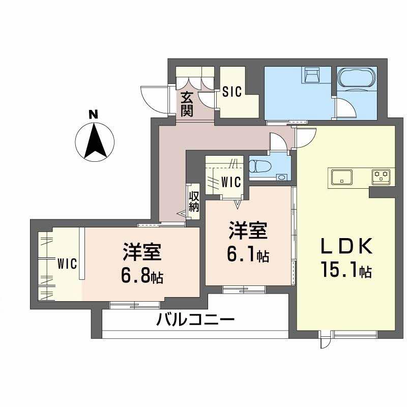 SHA MAISON THE ASHIBE(2LDK/2階)の間取り写真