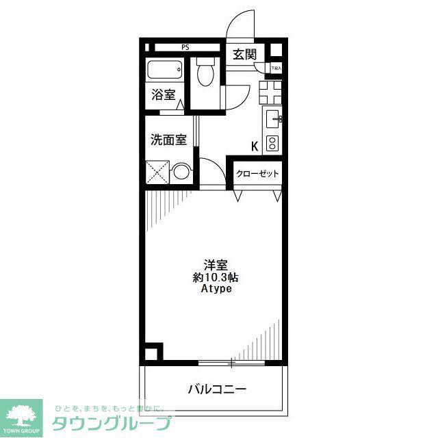 アンプルールフェール BATEAUI(1K/2階)の間取り写真
