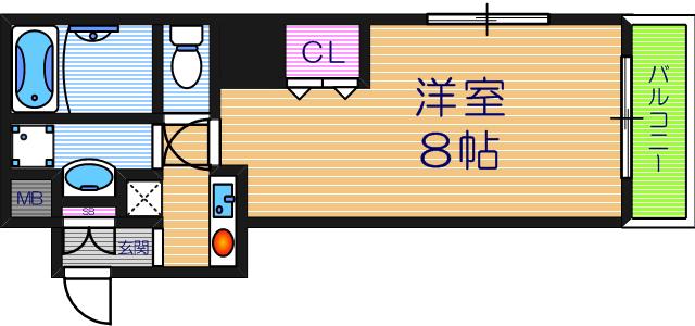 エスペランサ国分町(1K/6階)の間取り写真