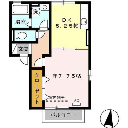 デルニエV(1DK/1階)の間取り写真