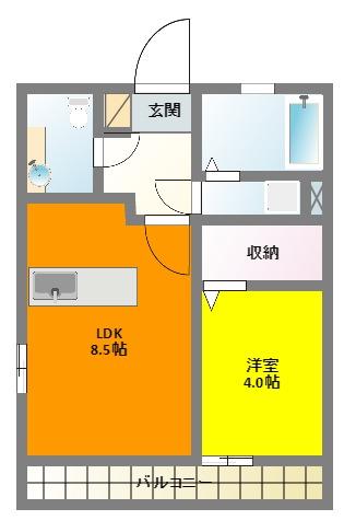 ハイム和C(1LDK/1階)の間取り写真