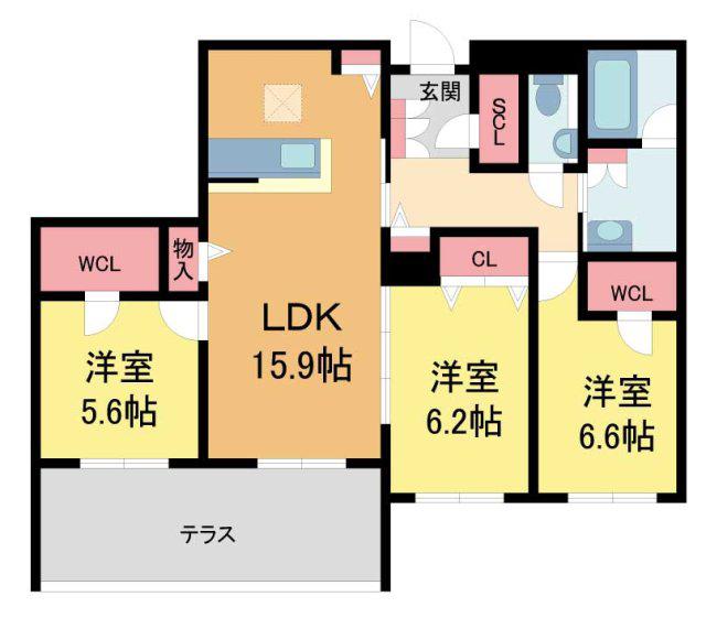 CELFENA宝塚・川面 HAUTDOGAMME(3LDK/1階)の間取り写真