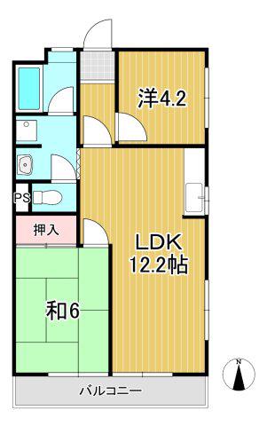 メイハイムひばりヶ丘(2LDK/3階)の間取り写真