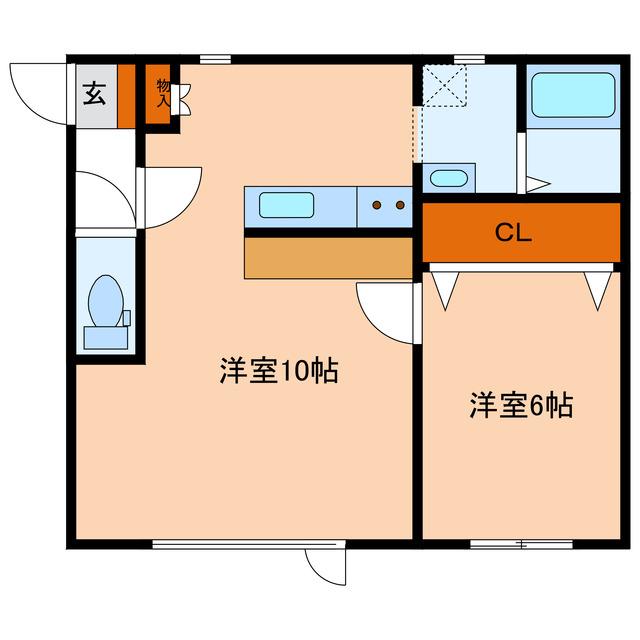 イーストパーク(1LDK/2階)の間取り写真