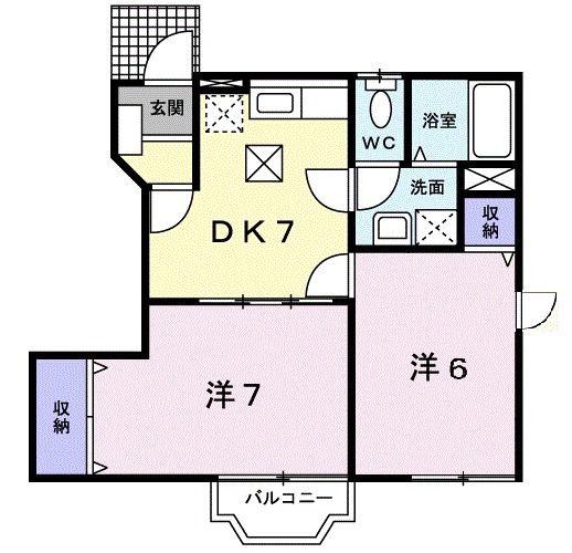 メイプル・ハイムB(2DK/1階)の間取り写真