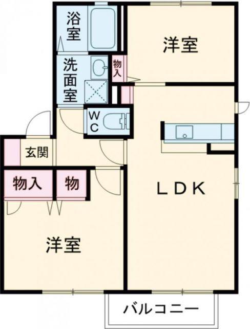 メゾン ラッキービレッジIII(2LDK/2階)の間取り写真