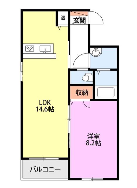 ＪＲ越後線 小針駅 徒歩6分 5階建 築19年(1LDK/3階)の間取り写真