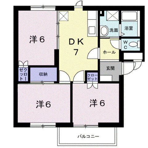 Dカントリーハイツ(3DK/1階)の間取り写真