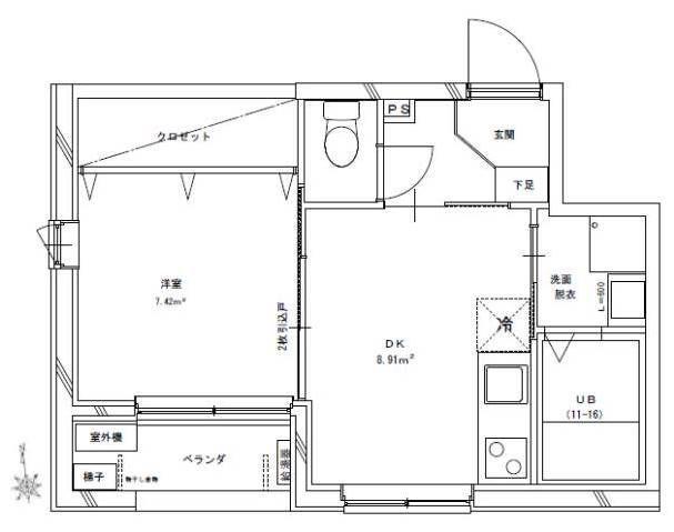 レゴキューブ(1DK/3階)の間取り写真