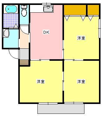 フレンドリー仲田II B(3DK/1階)の間取り写真