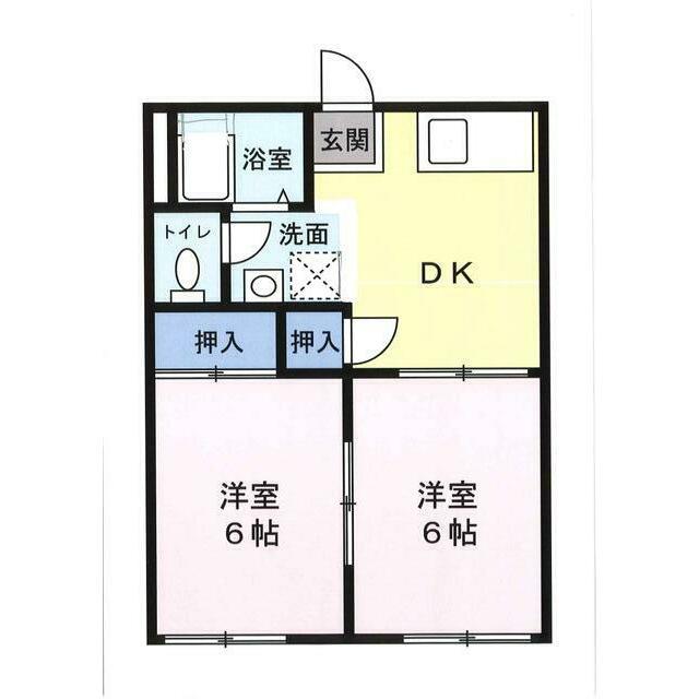 サンホワイト原島(2DK/2階)の間取り写真