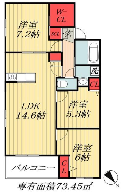 プレリュード(3LDK/2階)の間取り写真