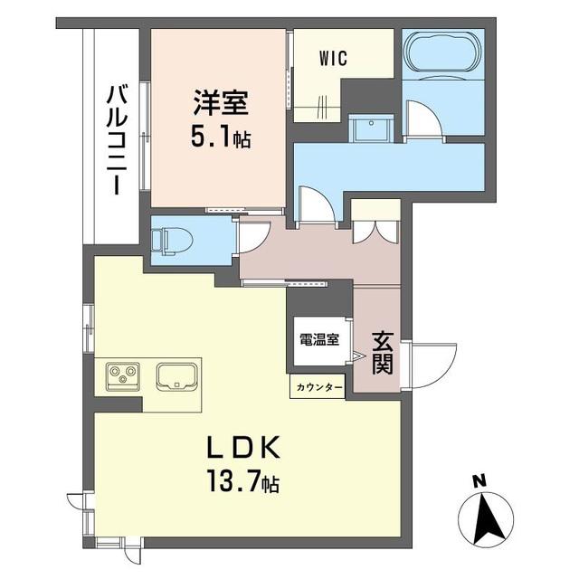 シャーメゾン米沢中央(1LDK/1階)の間取り写真