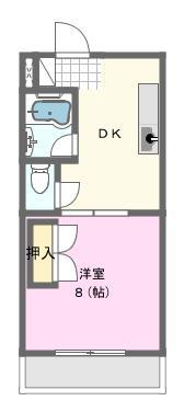 サンルート第二マンション(1DK/1階)の間取り写真