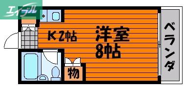 コーポラスK(ワンルーム/1階)の間取り写真