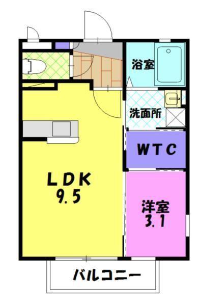 K&Mテクノ H(1SK/2階)の間取り写真