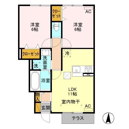 コンクパール(2LDK/1階)の間取り写真