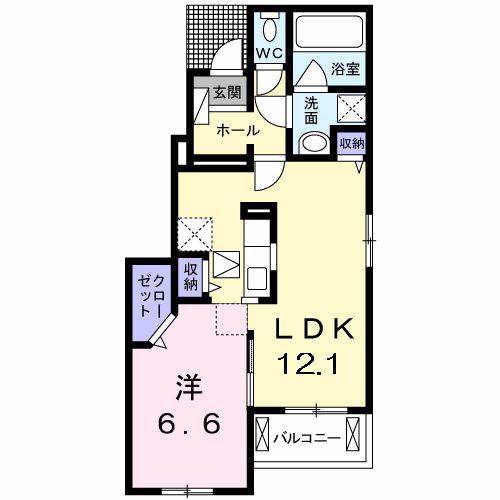 グランドペアレンツ浅井(1LDK/1階)の間取り写真